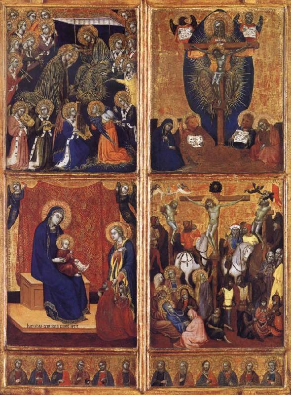 Barnaba Da Modena THe Coronation of the Virgin ,the trinity,the tirgin and child,the Crucifixion oil painting picture